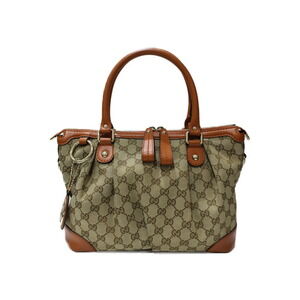 GUCCI Bag GG Canvas Leather Beige Tan Orange handbag shoulder strap